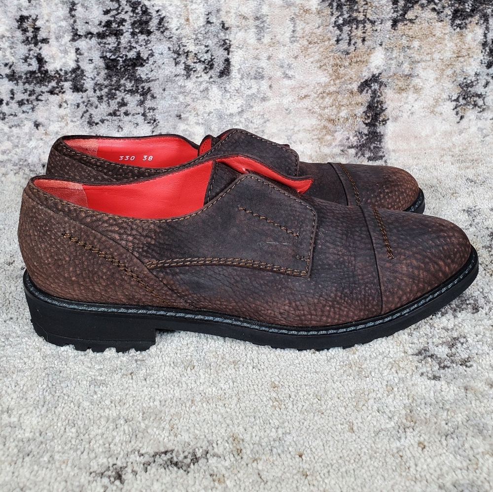 Pas de Rouge Women's 330 Brown Leather Loafers Size 38/7.5